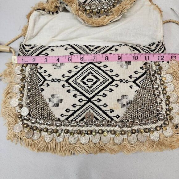 SHASHI Alexa Clutch Multi Beaded Fringe Charm Boho Crossbody Bag - Picture 8 of 12